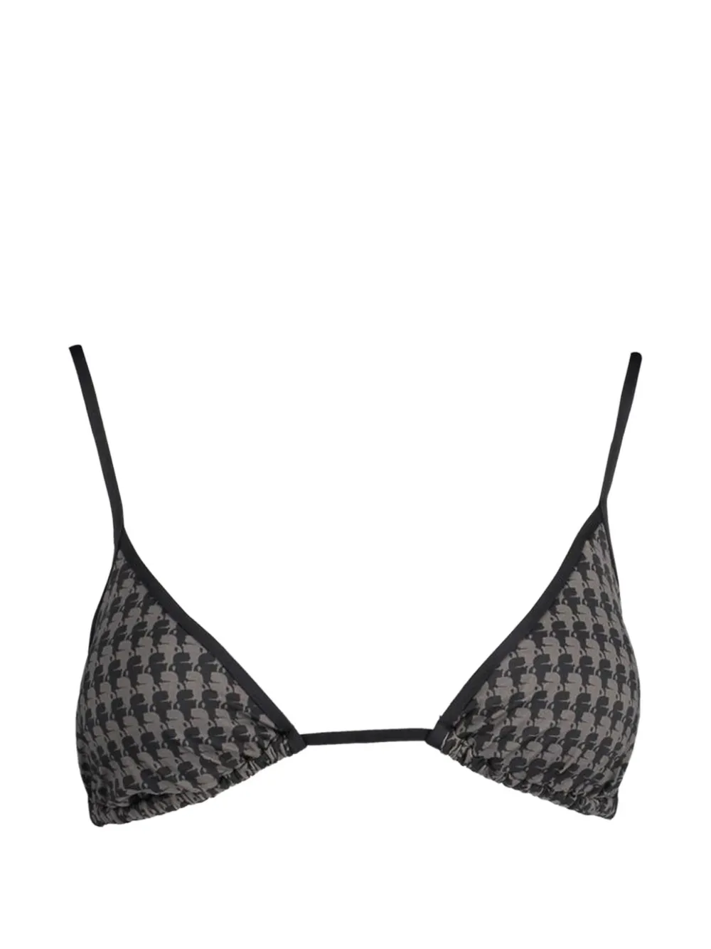 Karl Lagerfeld monogram-print triangle bikini top Zwart