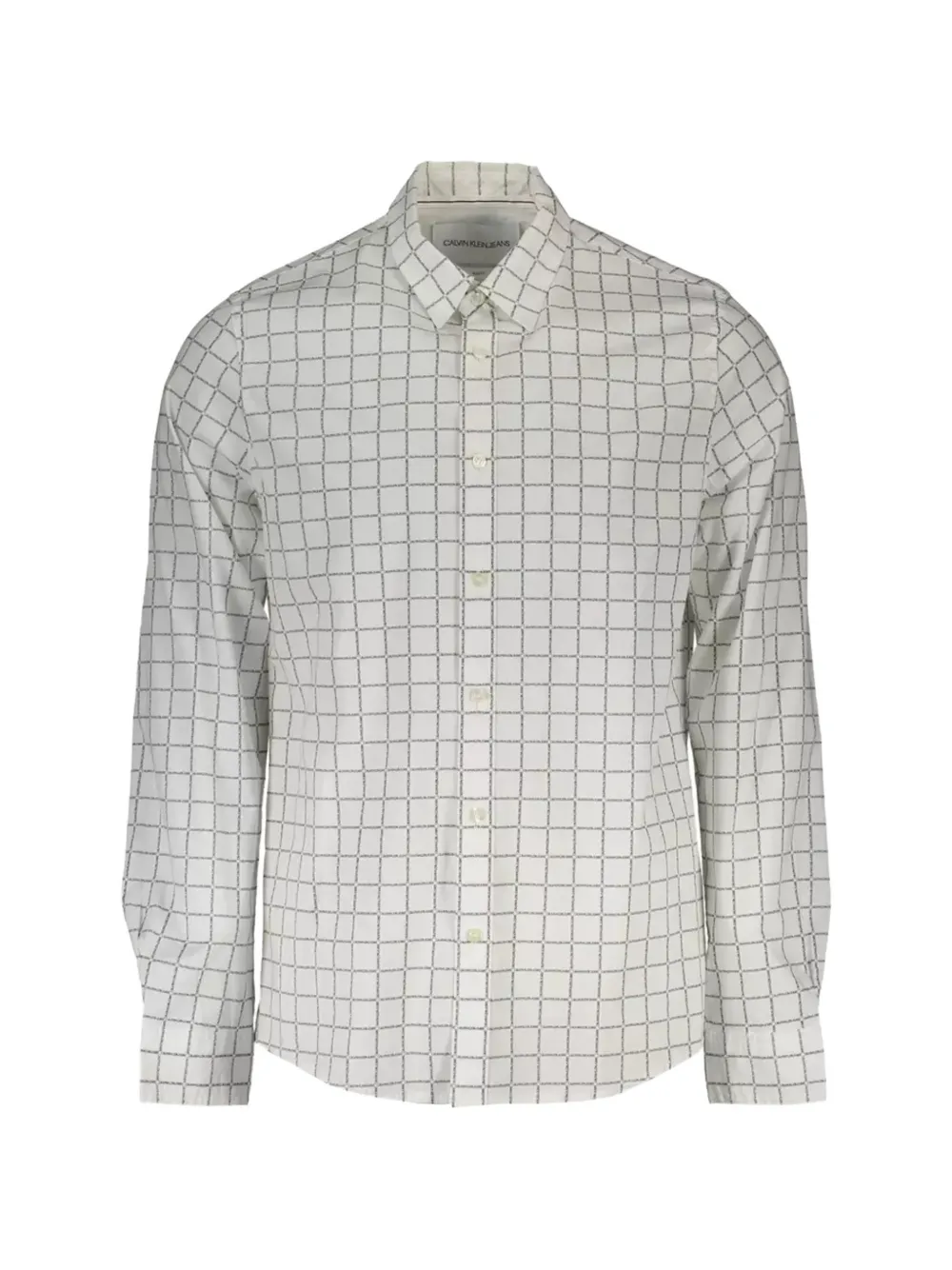 Calvin Klein grid-print slim-fit shirt - Bianco