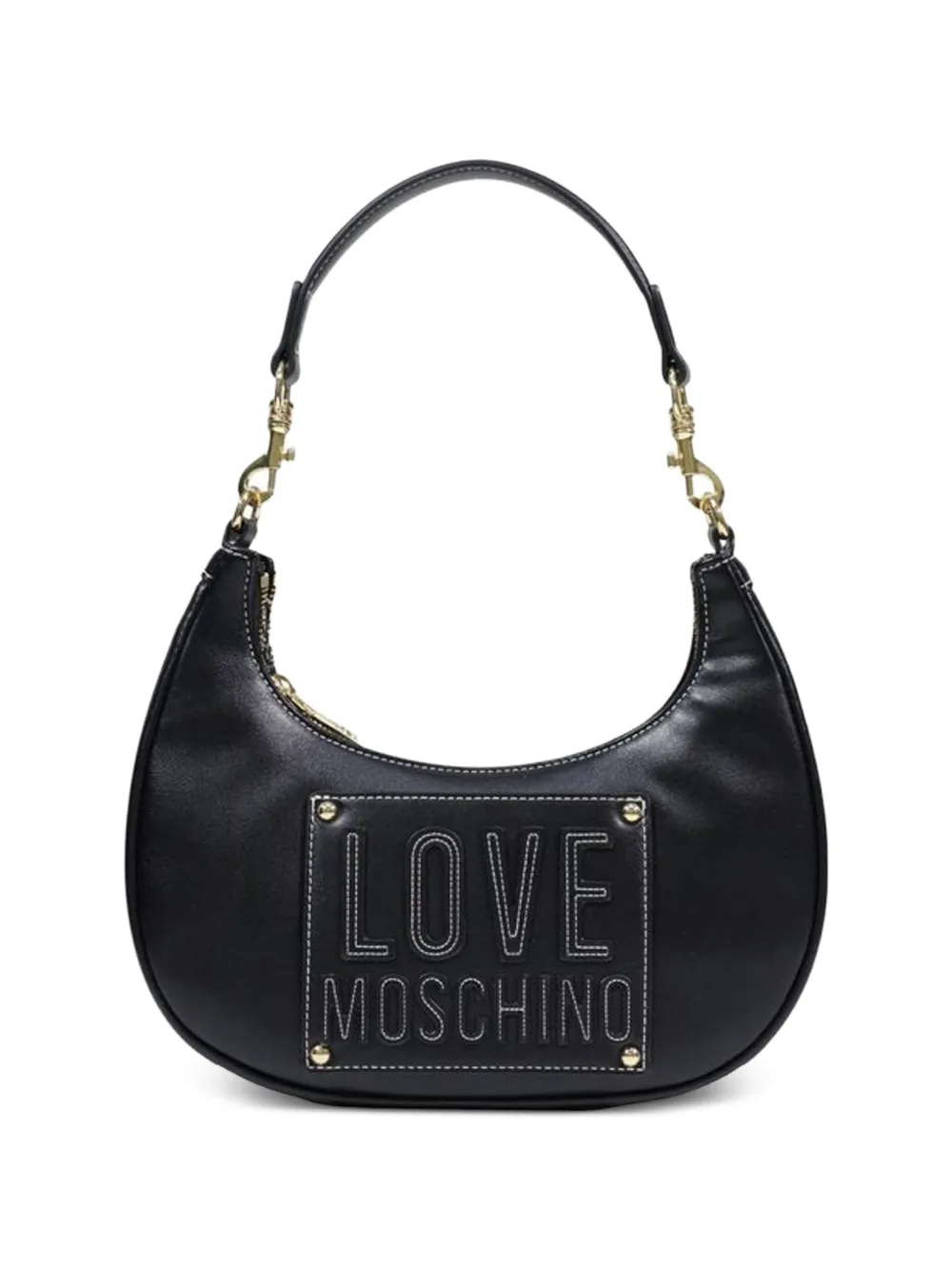 Love Moschino logo-patch topstitching tote bag - Nero
