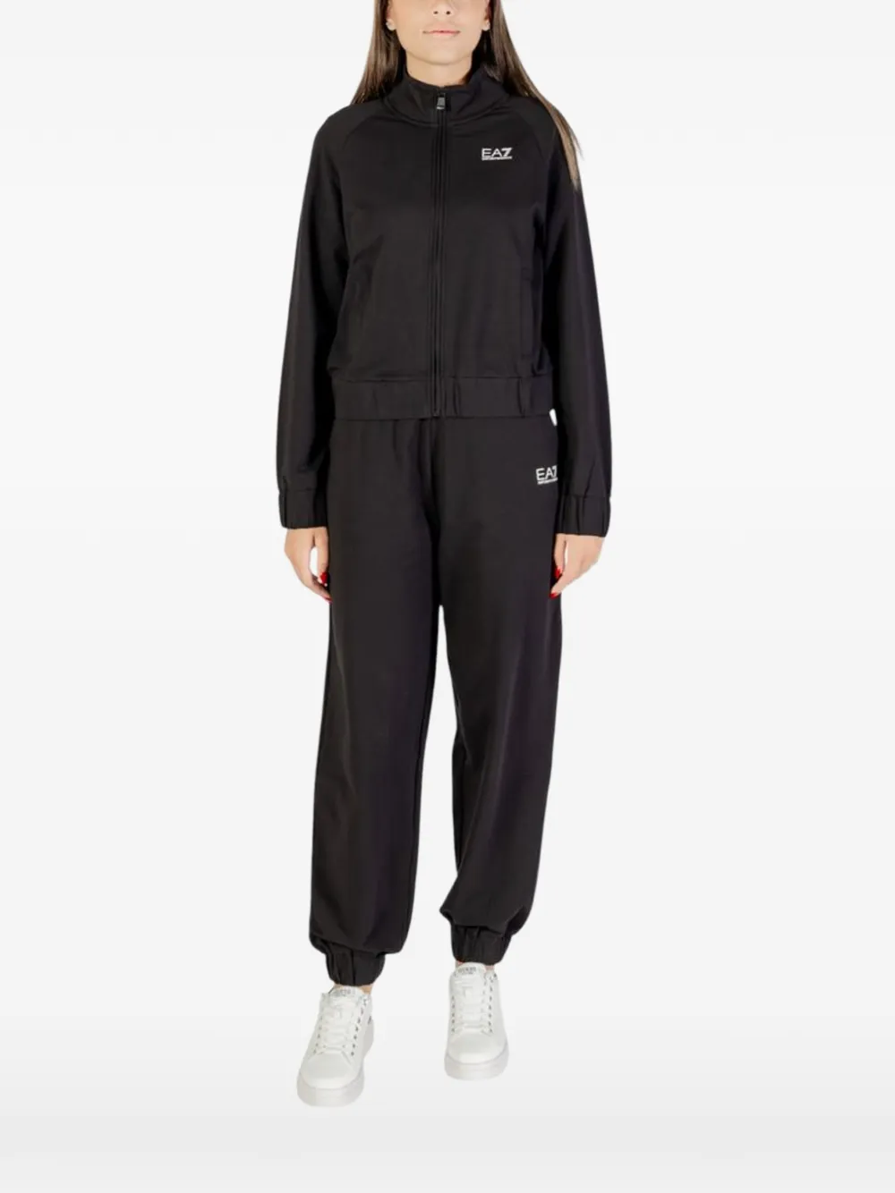 Ea7 Emporio Armani logo-detail zip-up cotton tracksuit - Nero
