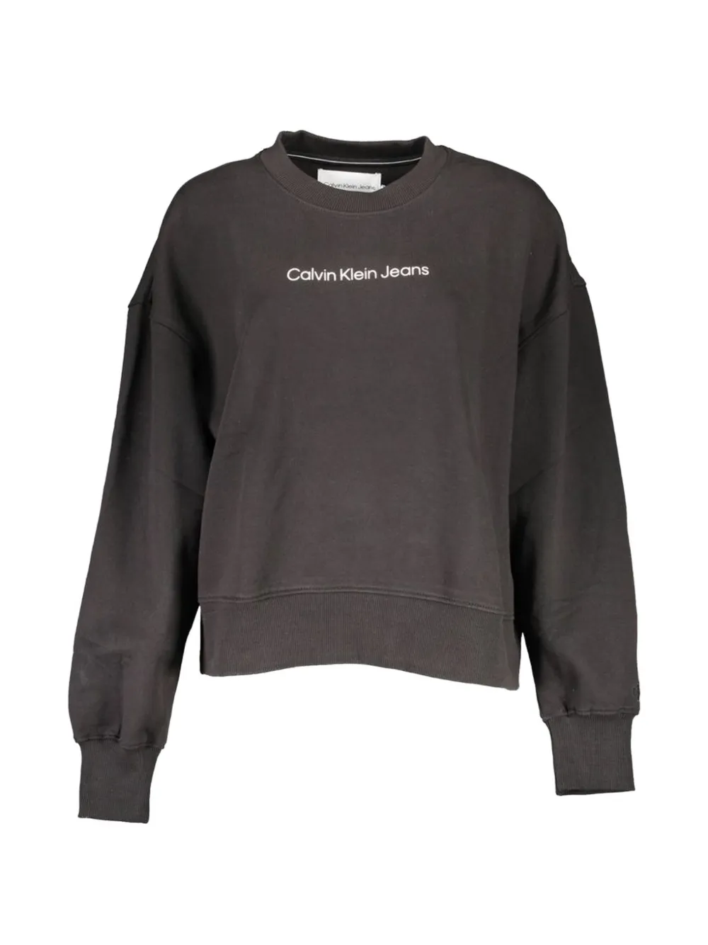 Calvin Klein logo-embroidered cotton sweater - Schwarz