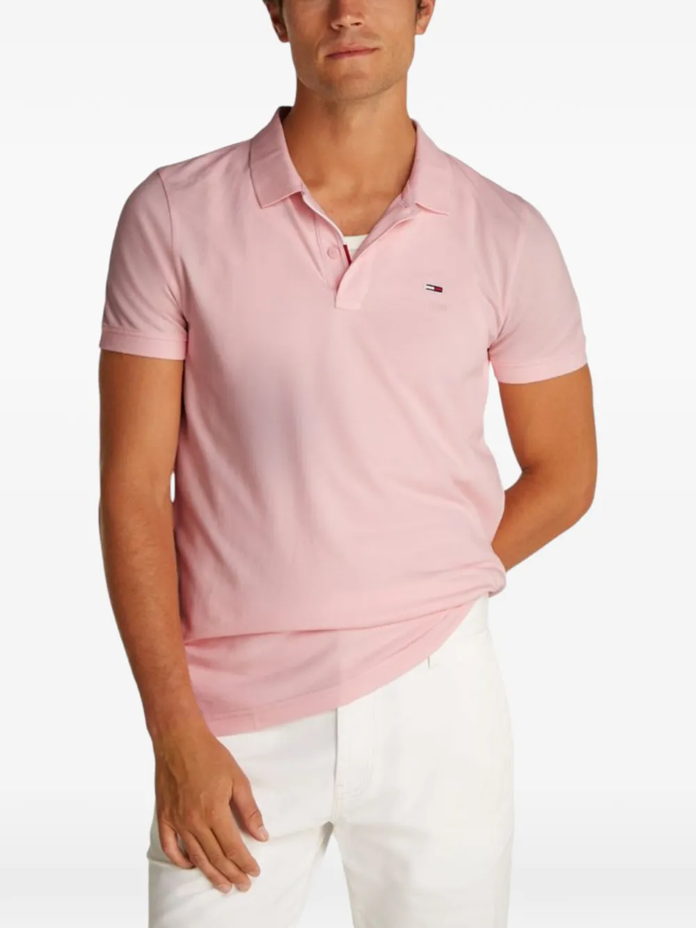 Tommy Jeans logo-patch polo shirt - Rosa