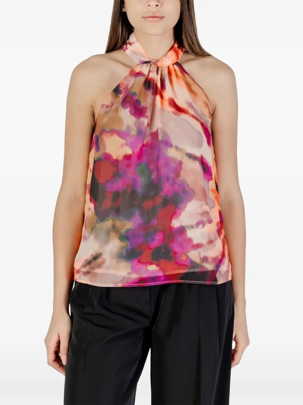 Morgan Abstract-print Halterneck Top In Pink