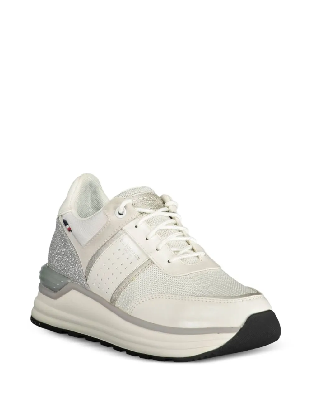 U.S. POLO ASSN. Sneakers met mesh vlak en glitter Beige