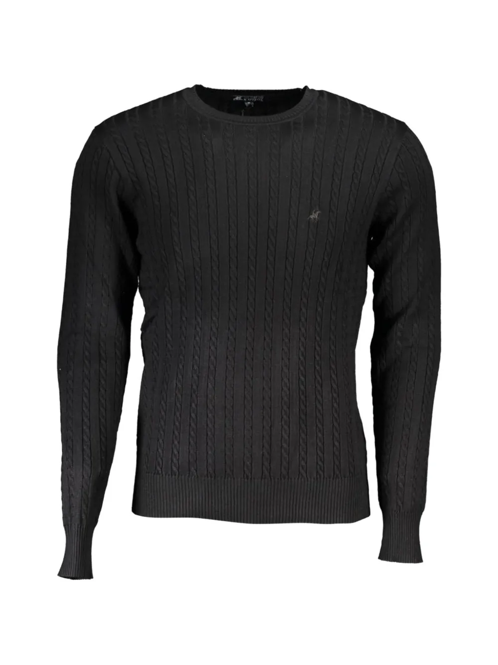 U.s. Grand Cable-knit Crew-neck Sweater In Black