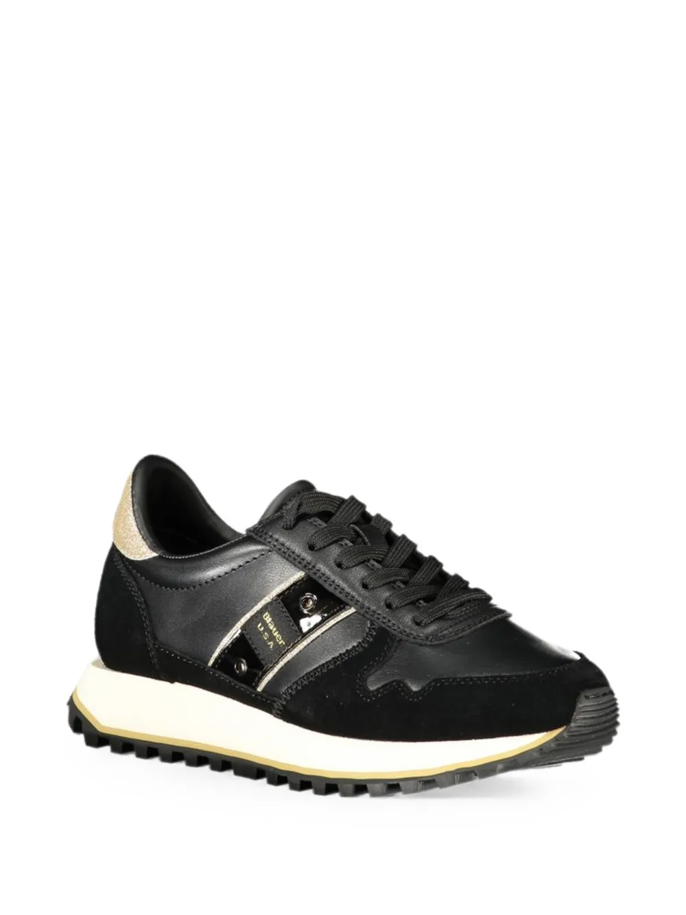 Blauer glitter-detail panelled sneakers Zwart
