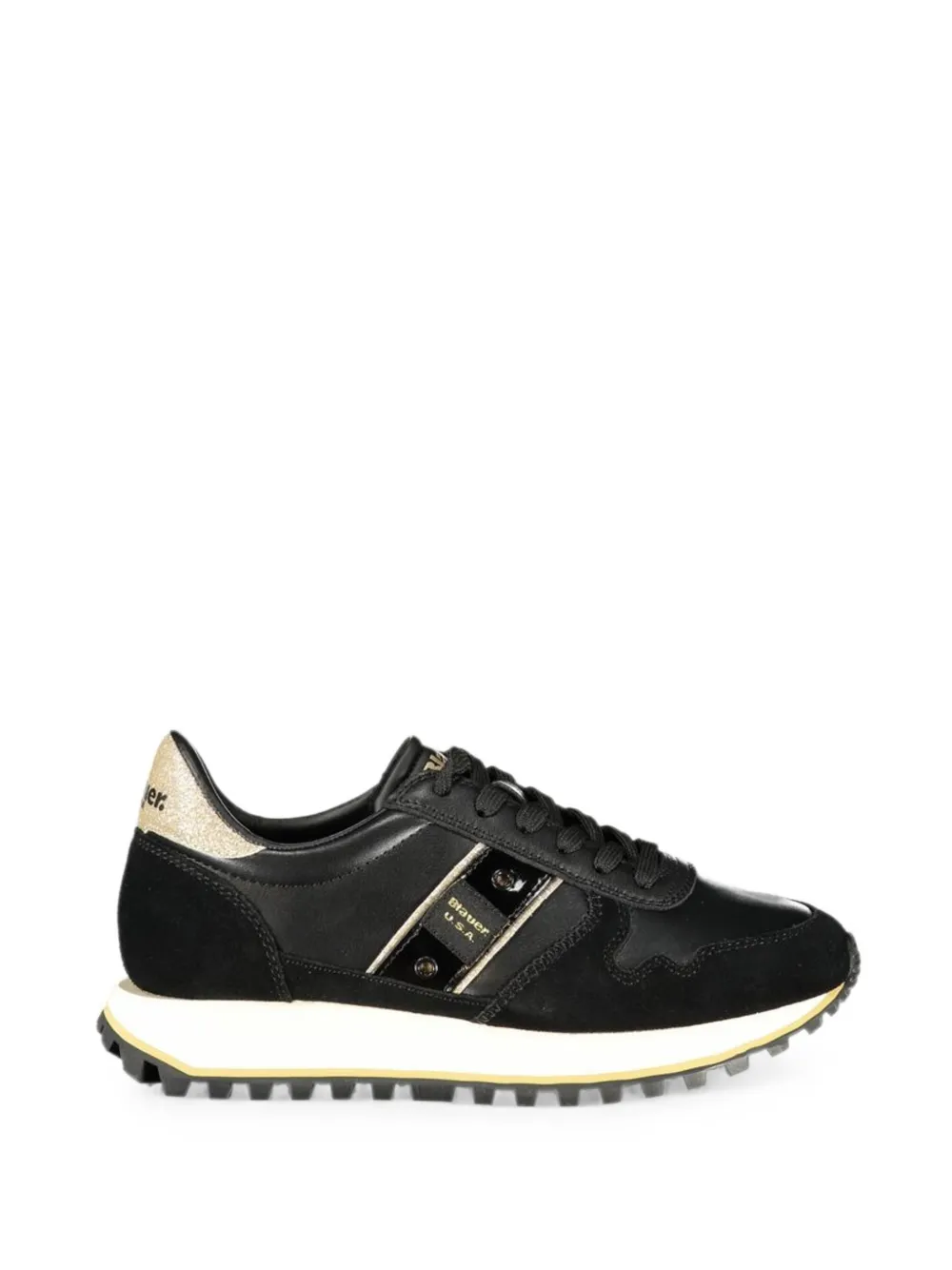 Blauer glitter-detail panelled sneakers Zwart