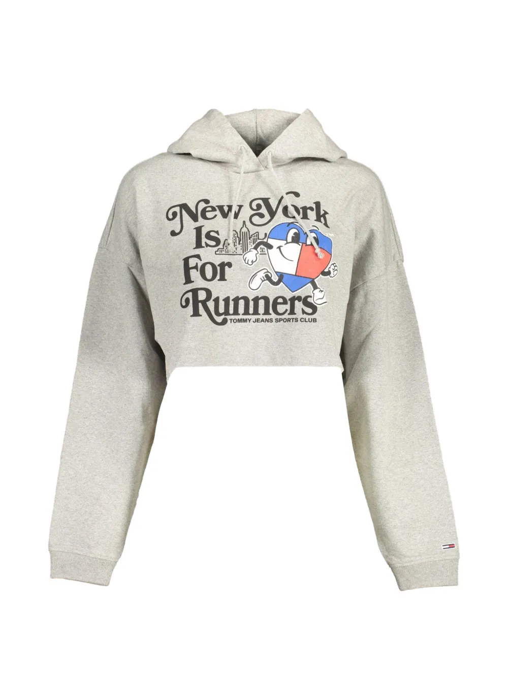 Tommy Hilfiger graphic-print cropped hoodie - Grigio