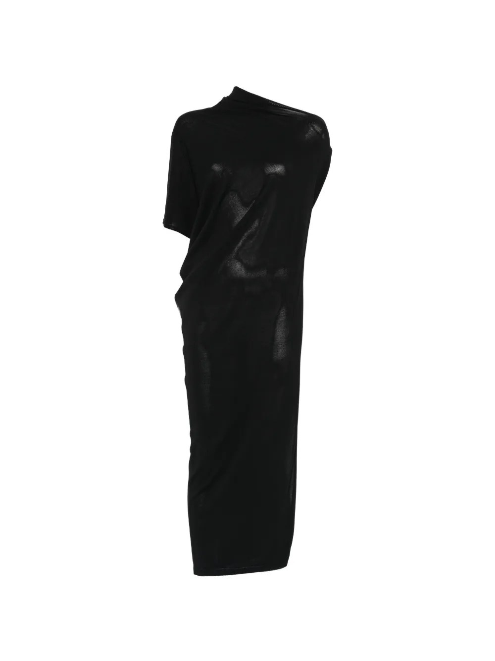 Isabel Benenato asymmetric-neck draped maxi dress - Nero