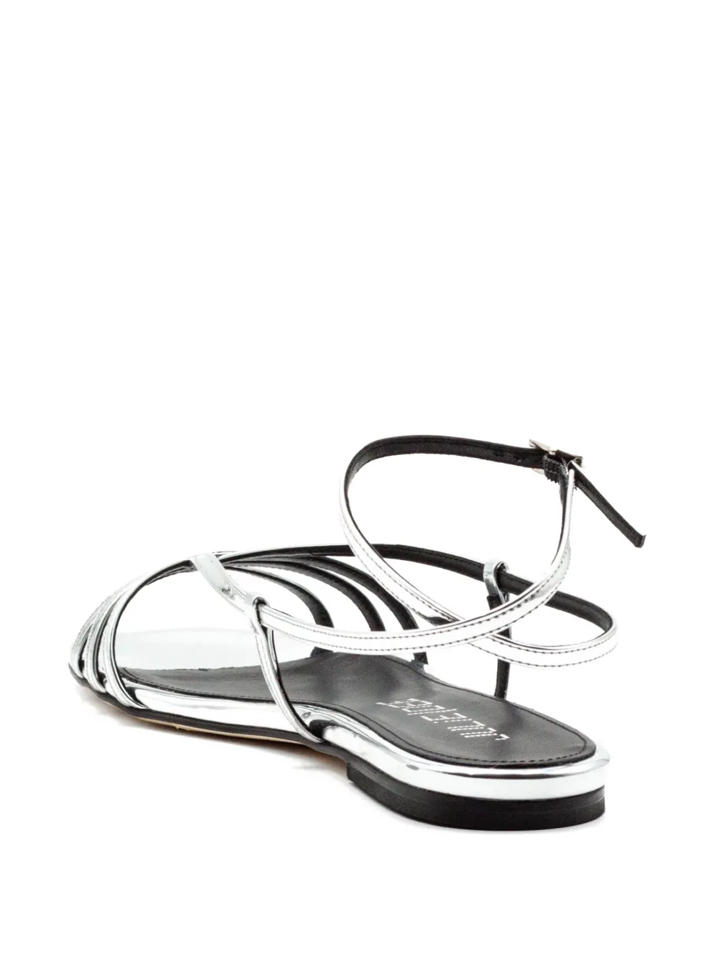 Julie Dee woven-strap metallic sandals Zilver