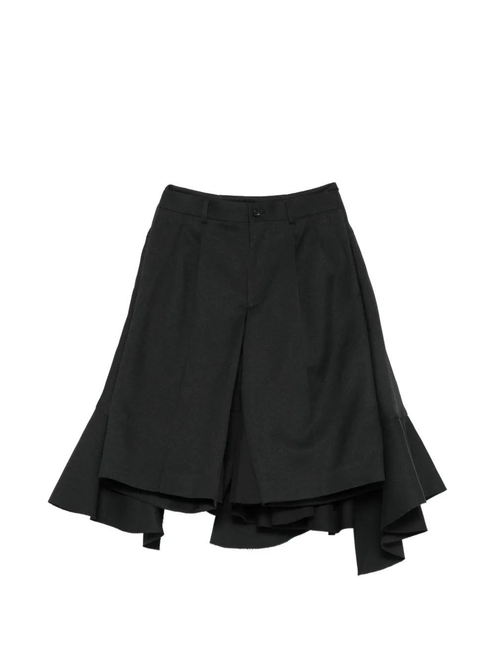 Comme Des Garçons Ruffled-hem Trousers In Black