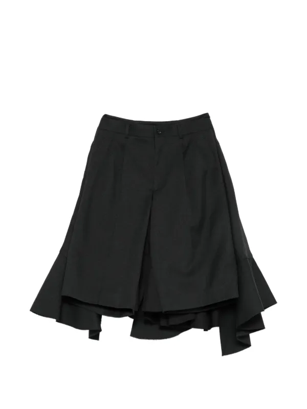 Comme des Garçons Ruffled Asymmetric Shorts in Black