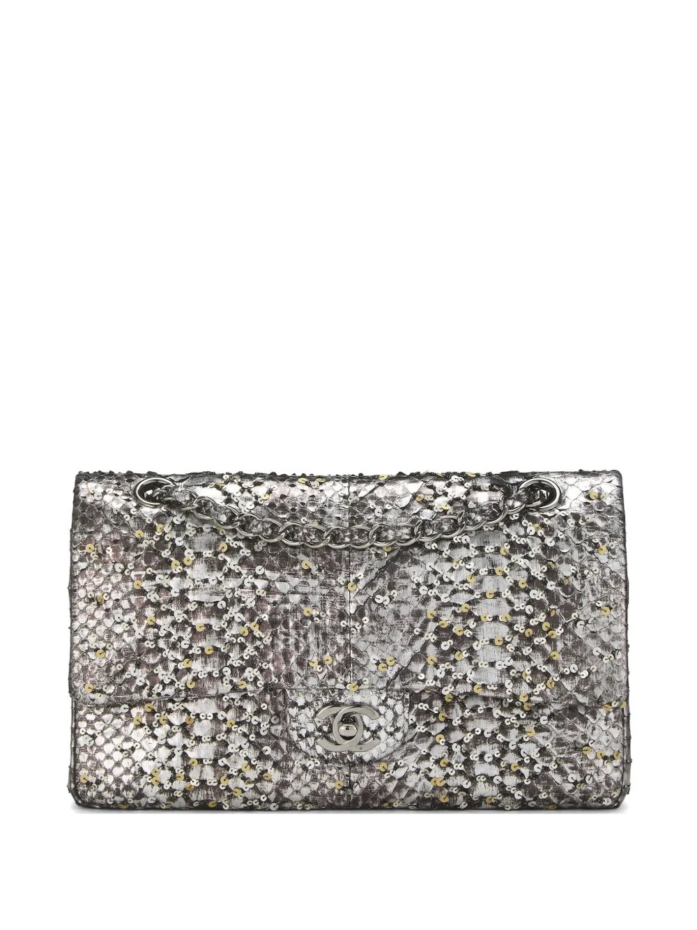 CHANEL Pre-Owned 2009-2010 Classic Flap python-embossed shoulder bag - Grigio