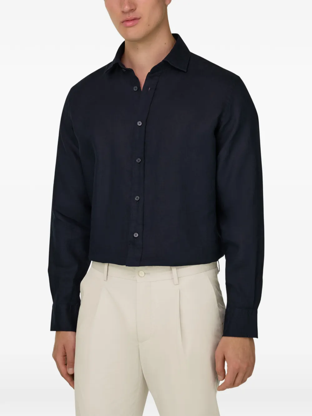 Boggi Milano Linnen overhemd met wassing Blauw
