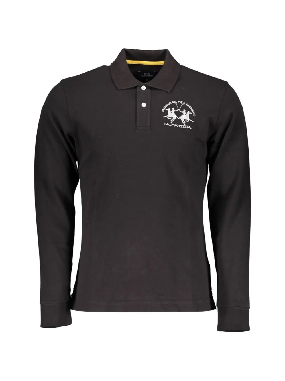 La Martina logo-embroidered long-sleeve polo shirt - Nero
