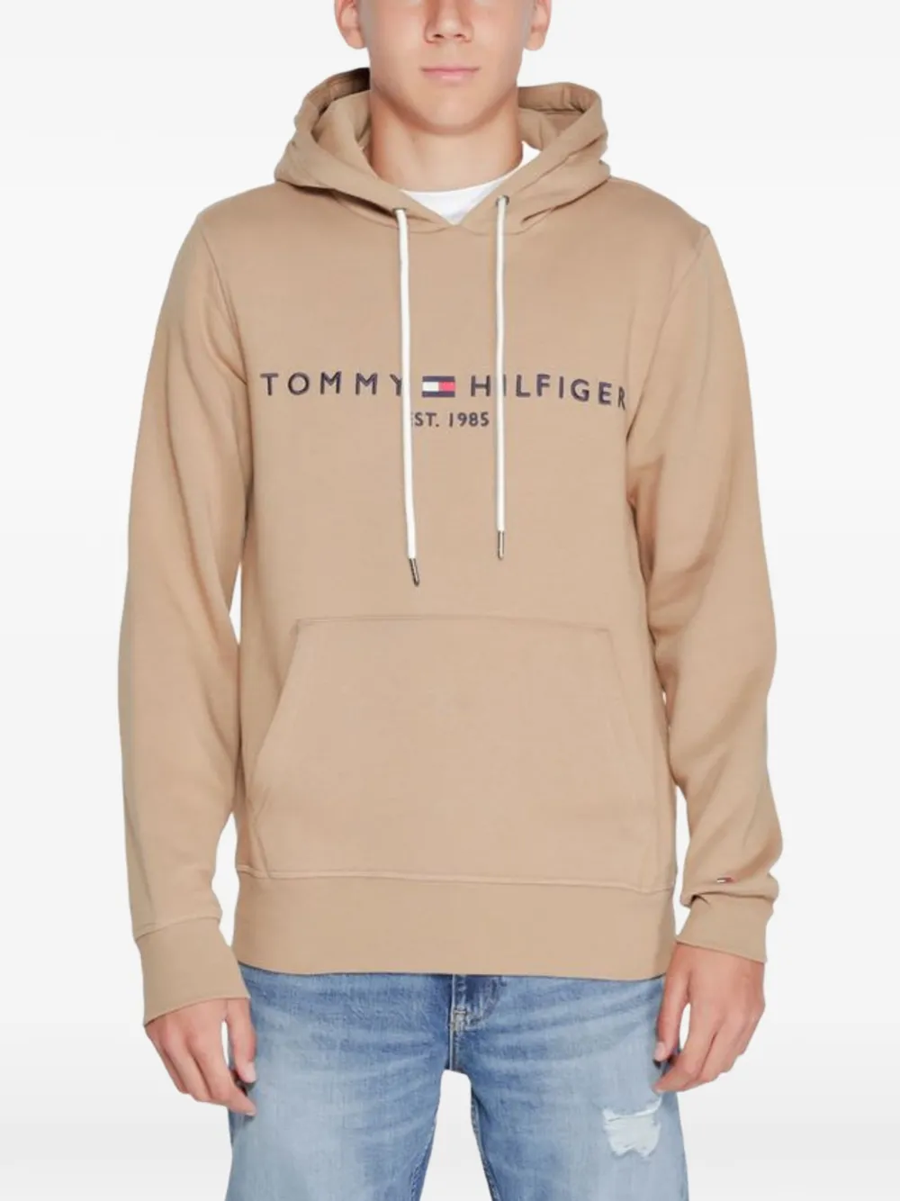Tommy Hilfiger logo-print hoodie - Toni neutri