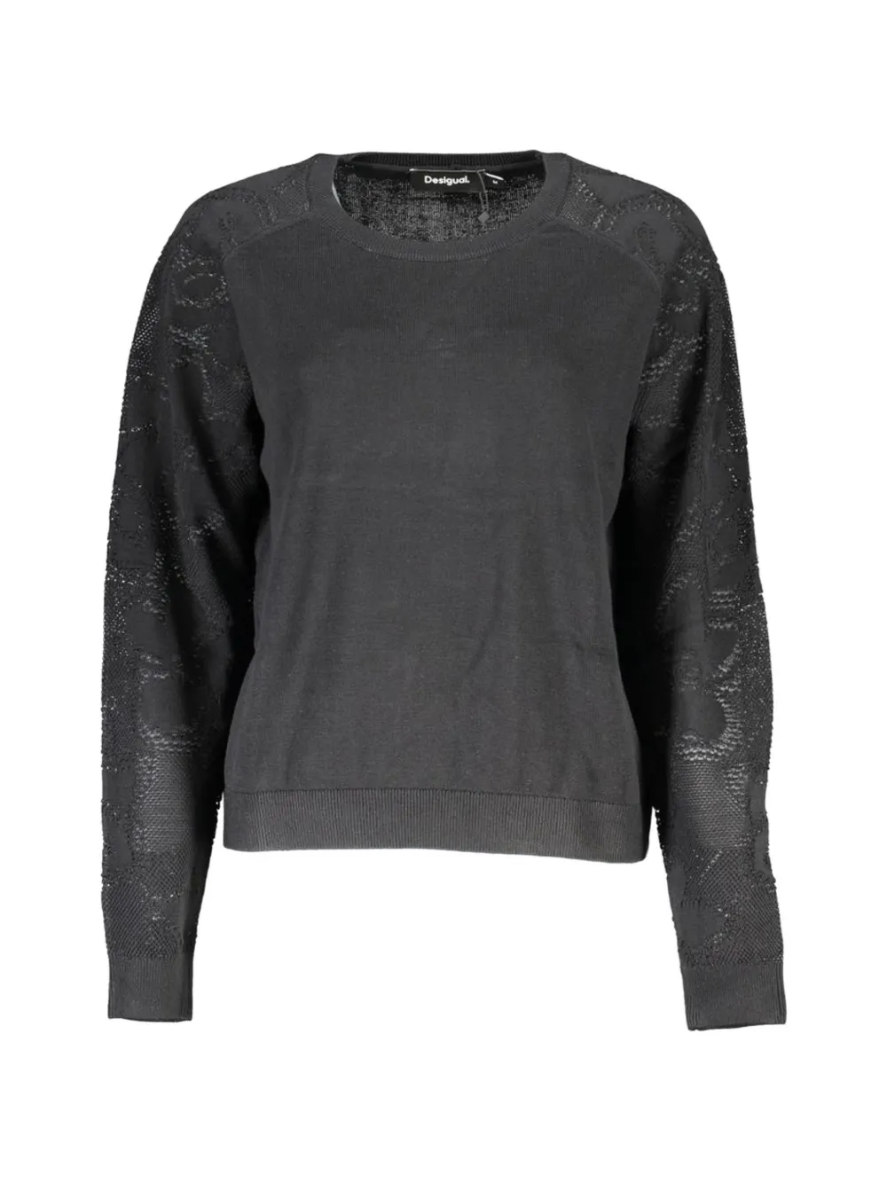 Desigual Lace-panelled Jumper In Gray