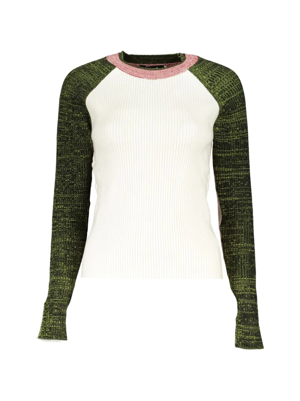 Desigual Ribbed-knit Colour-block Sweater In Neutral