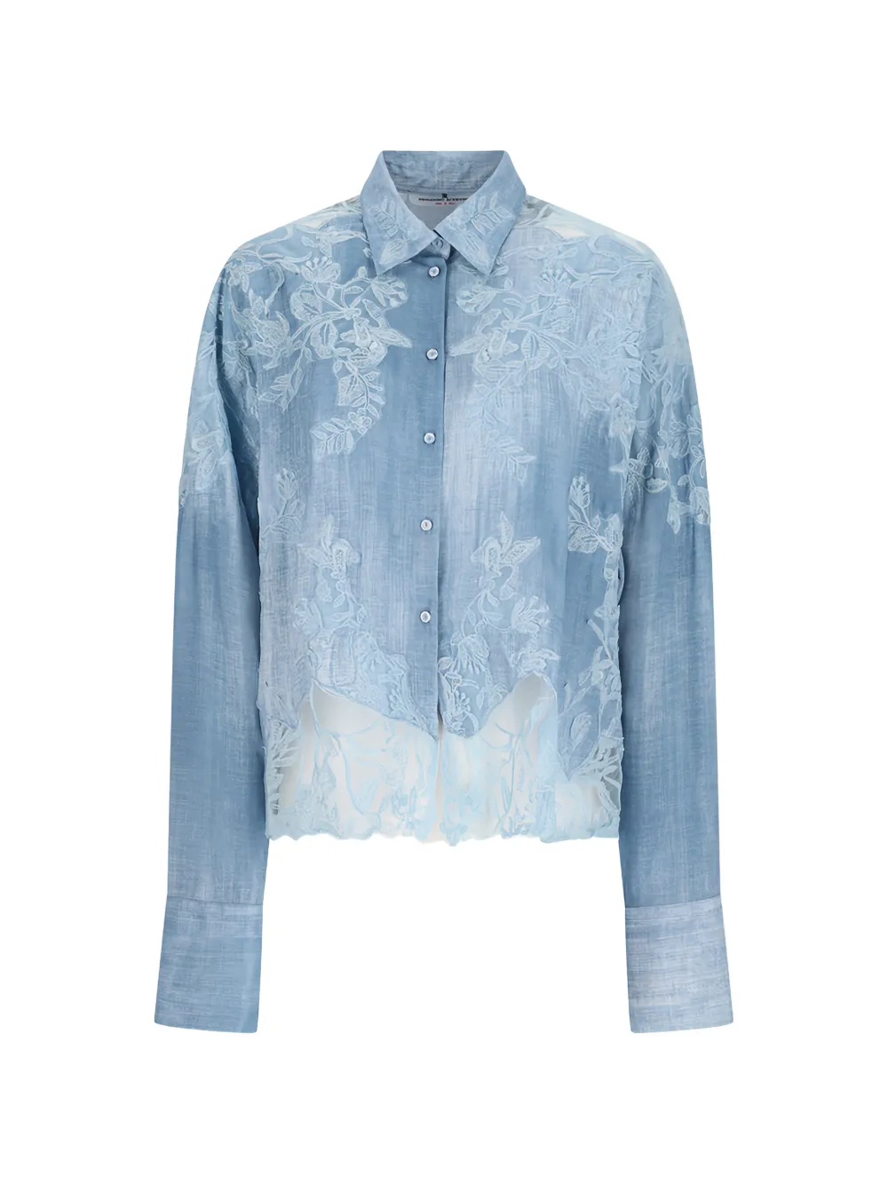 Ermanno Scervino embroidered lace-trim shirt - Blu