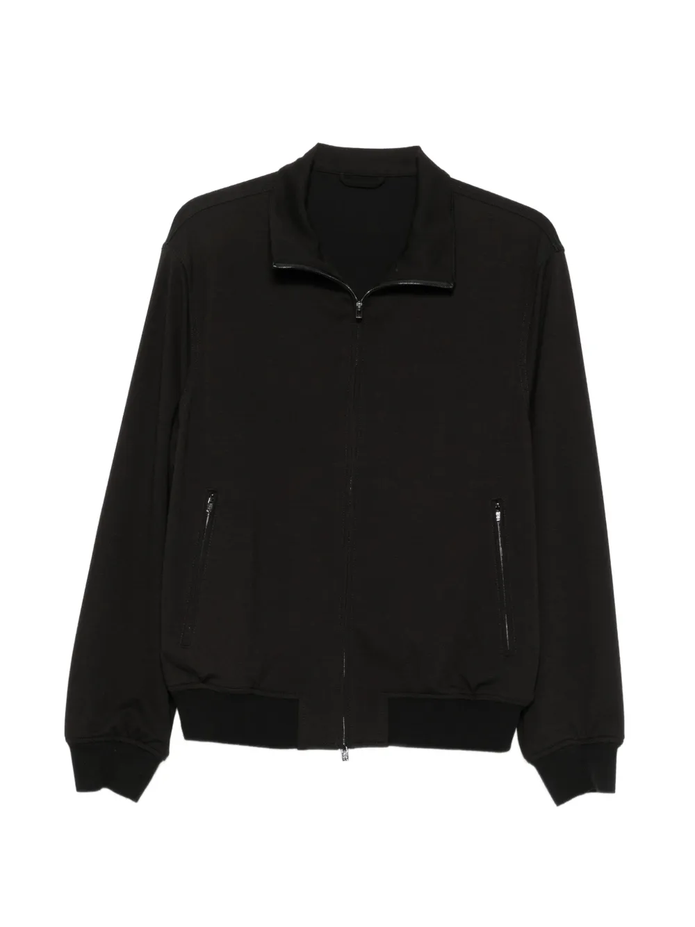 Emporio Armani zip-up ribbed-trim sweatshirt - Nero