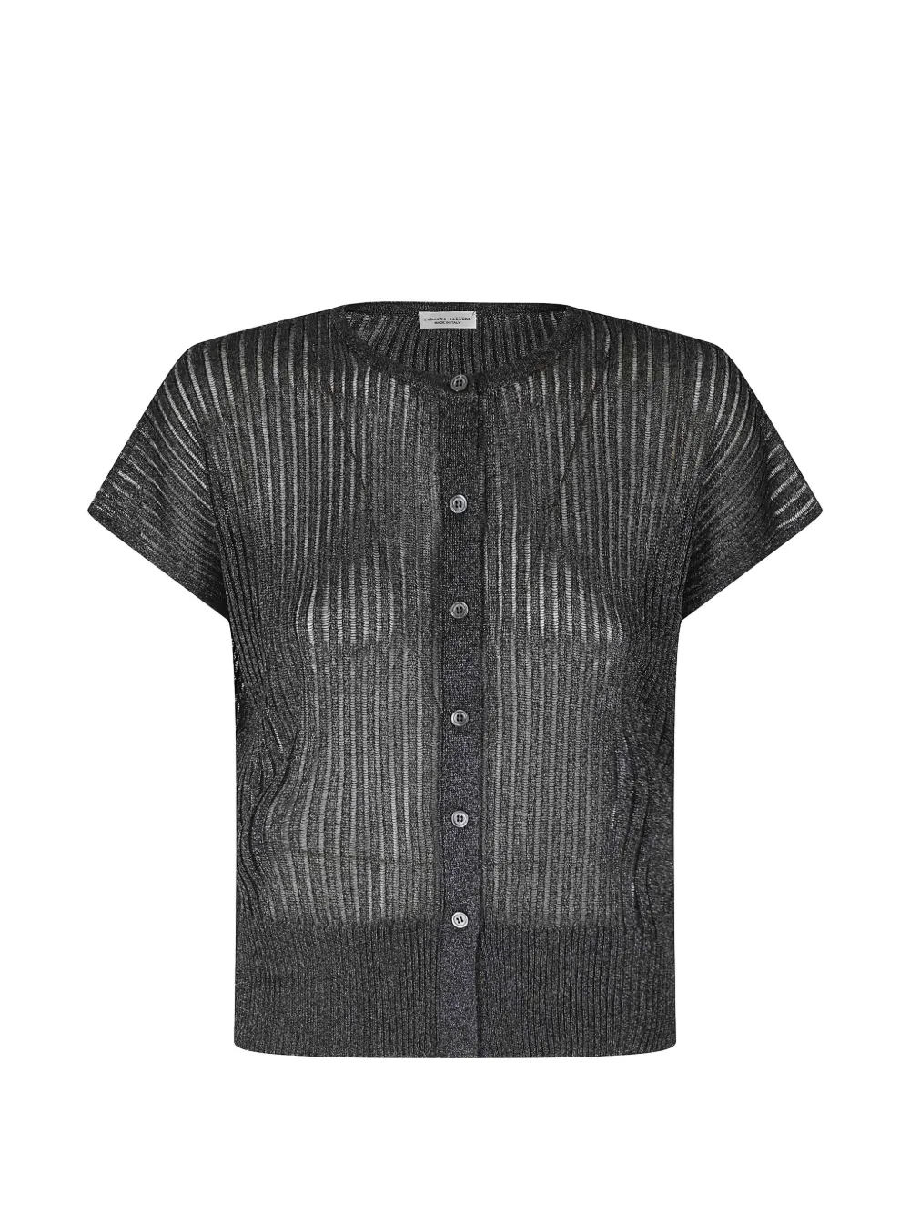 Roberto Collina ribbed-knit short-sleeve cardigan - Nero