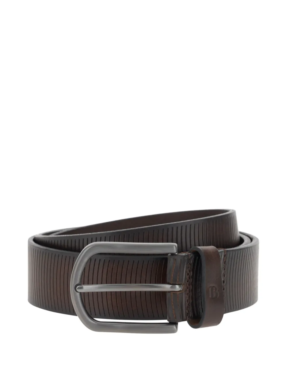 Boggi Milano carved striped-design belt - Marrone