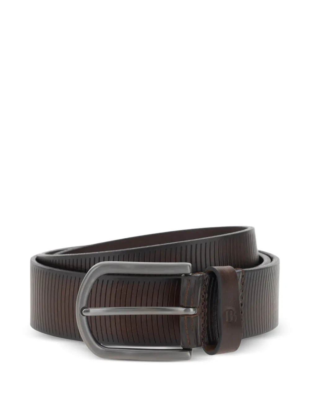 Boggi Milano carved striped-design belt - Marrone