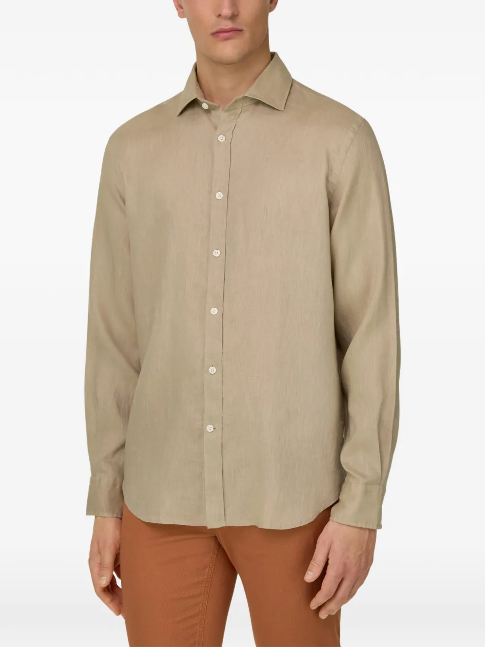 Boggi Milano Linnen overhemd met wassing Beige