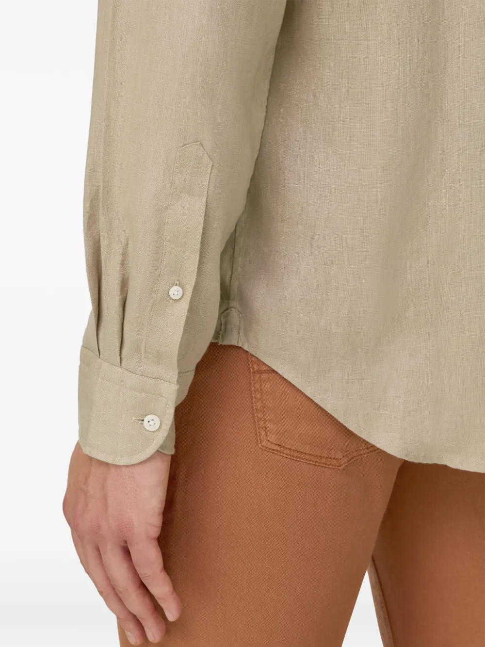 Boggi Milano Linnen overhemd met wassing Beige