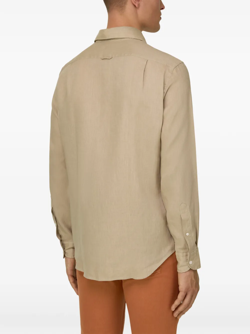 Boggi Milano Linnen overhemd met wassing Beige