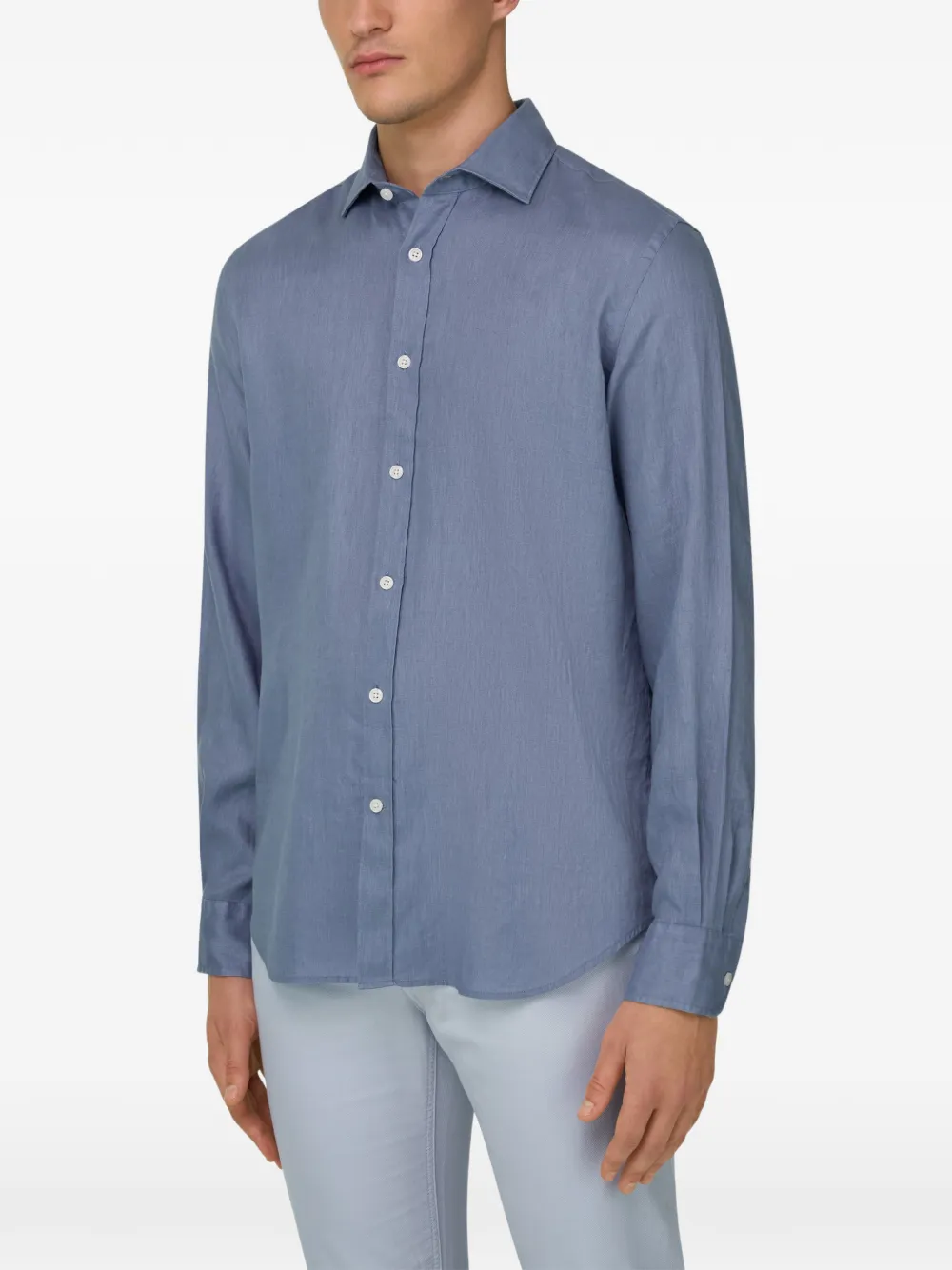Boggi Milano Regular-fit linnen overhemd Blauw