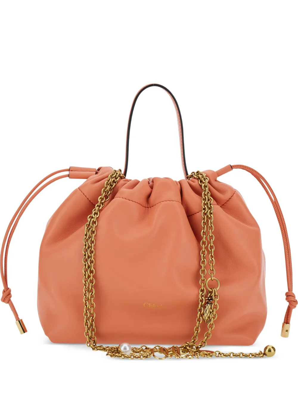 Chloé drawstring chain-link tote bag - Arancione