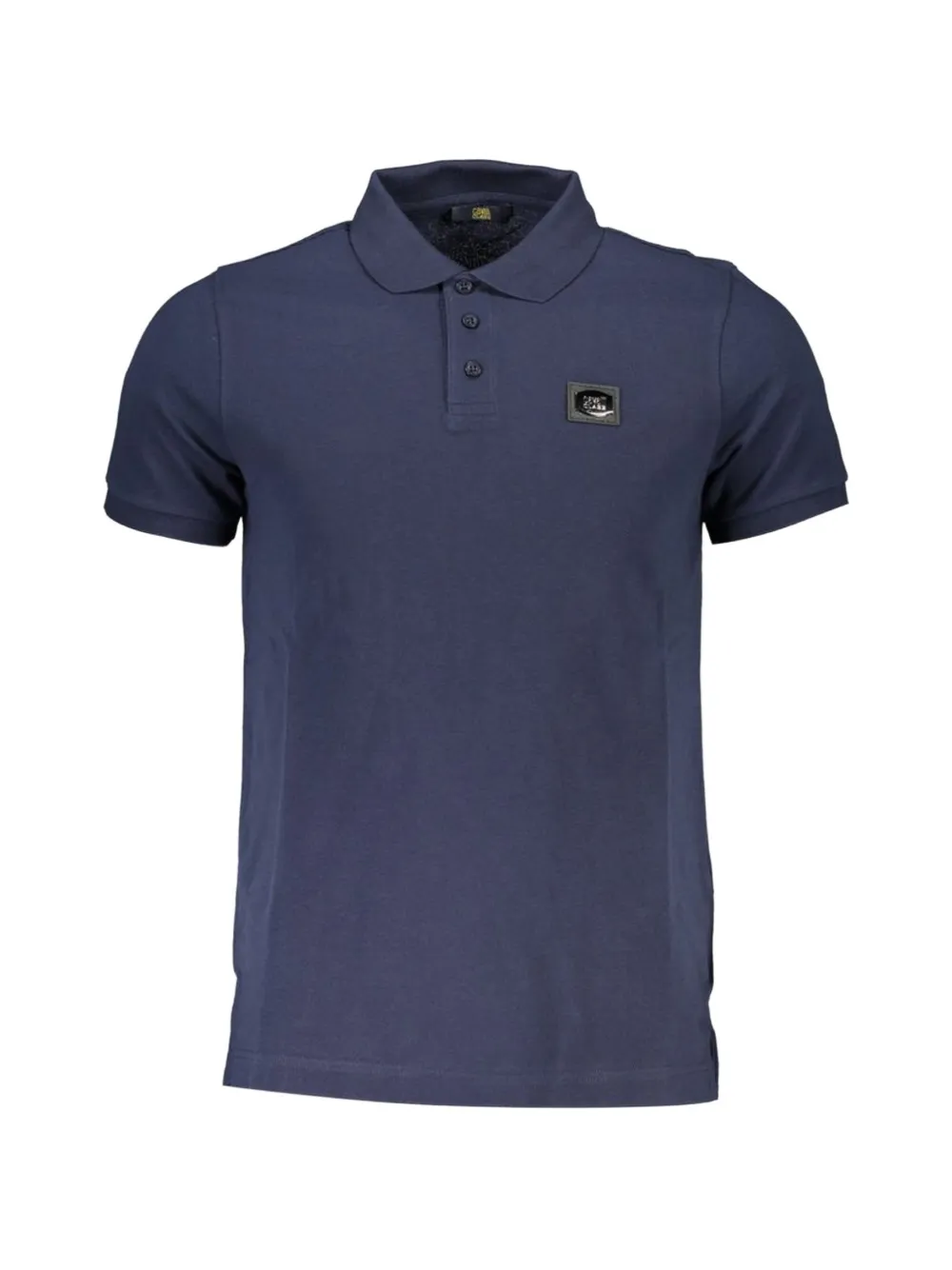 Cavalli Class logo-patch cotton polo shirt - Blu