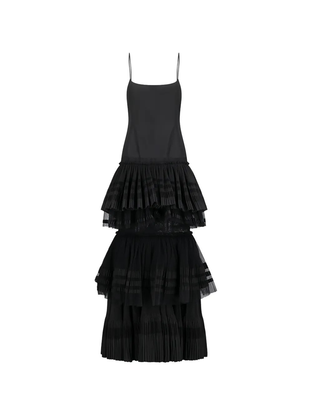 Blumarine pleated tiered maxi dress - Nero