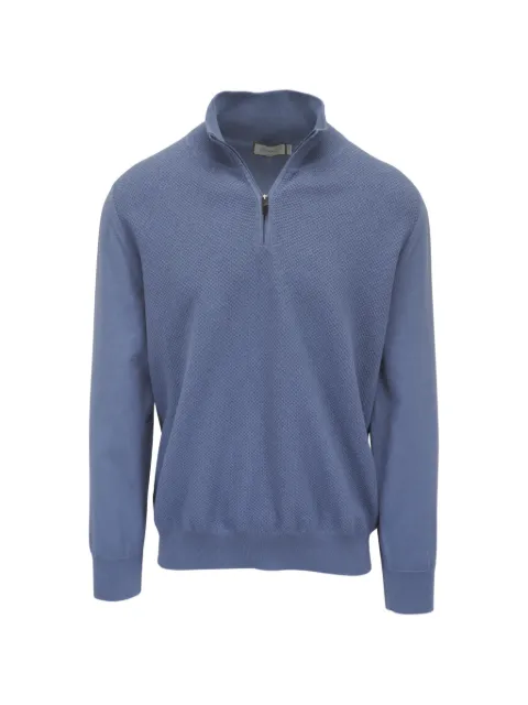 Canali textured-knit zip-up sweater