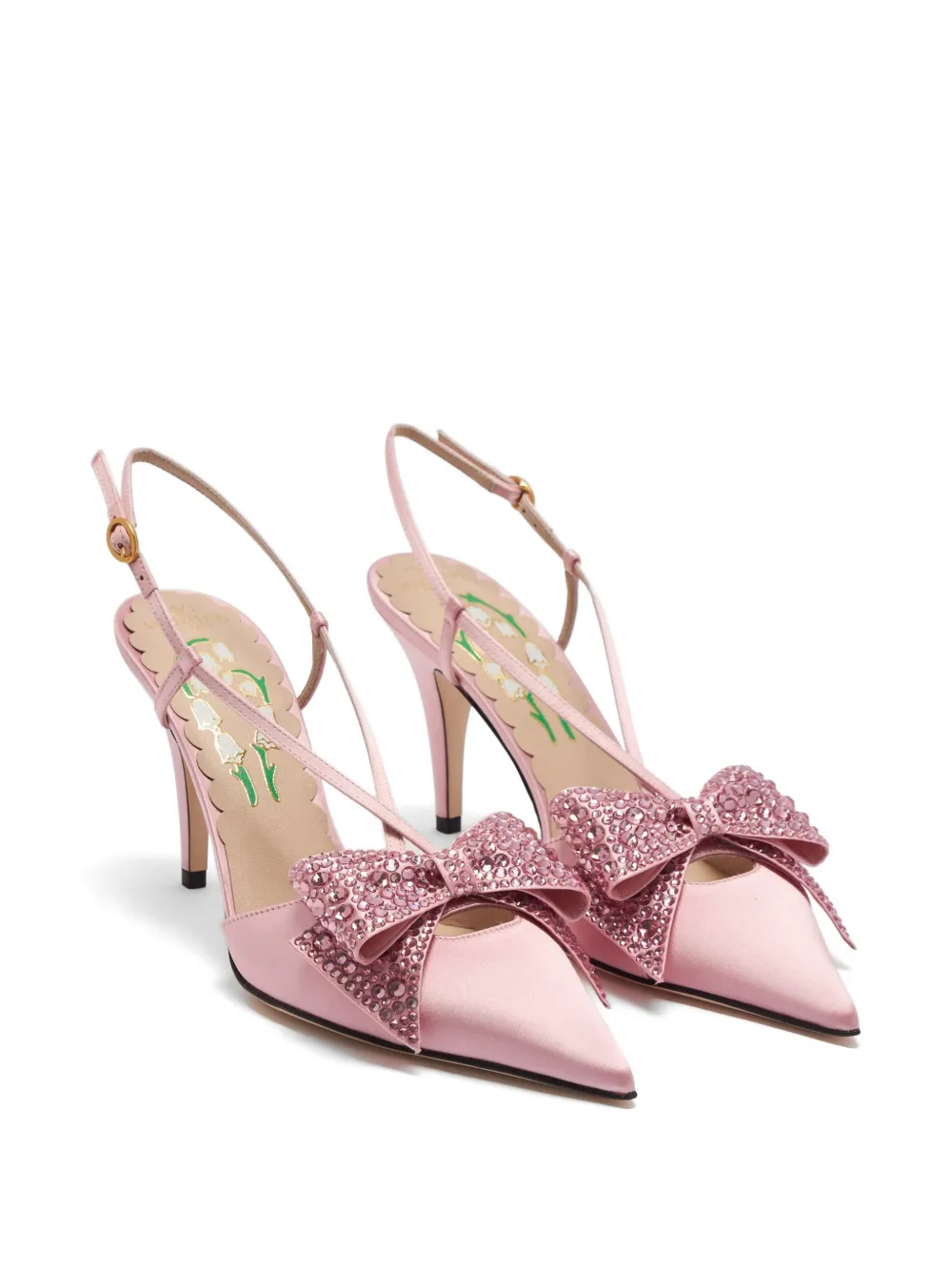 Valentino Garavani crystal-embellished bow pumps Roze
