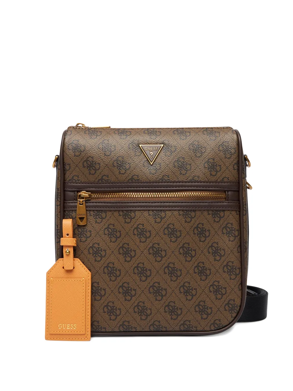 GUESS USA Milano 4G monogram-pattern logo-plaque messenger bag - Brown