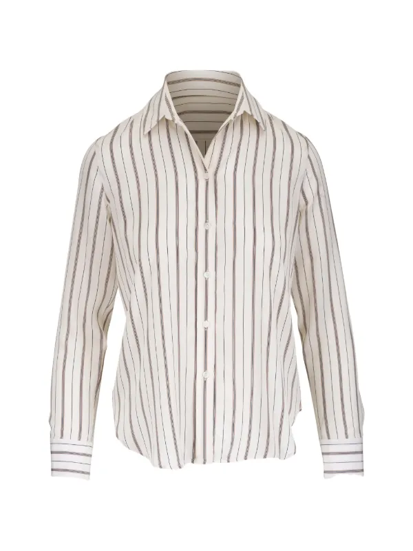 Nili Lotan Gaia Long-sleeves Striped Shirt in Neutrals