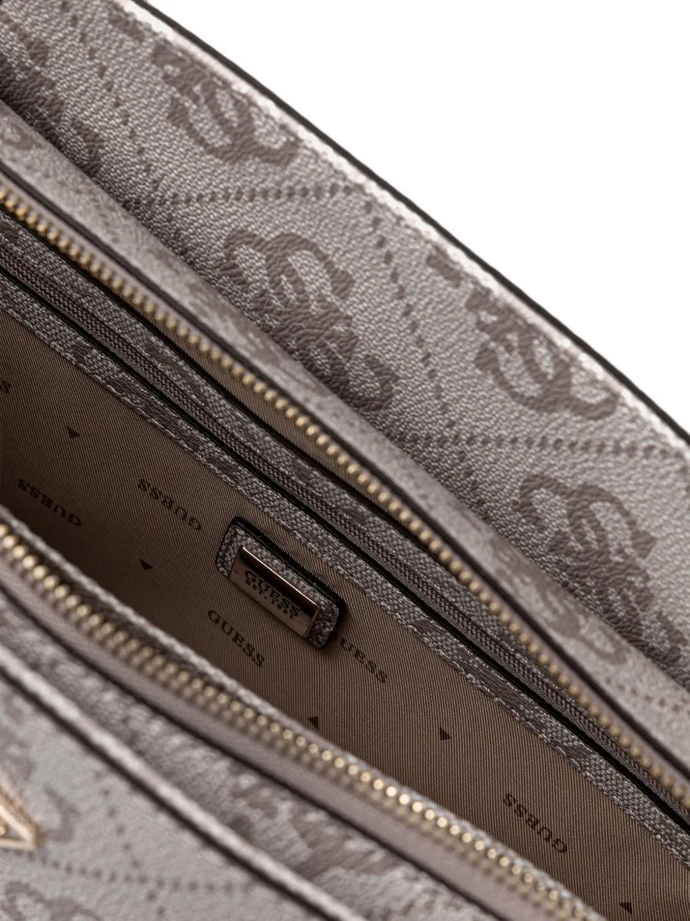 GUESS USA Noelle shopper met logo-patroon en bedel Beige
