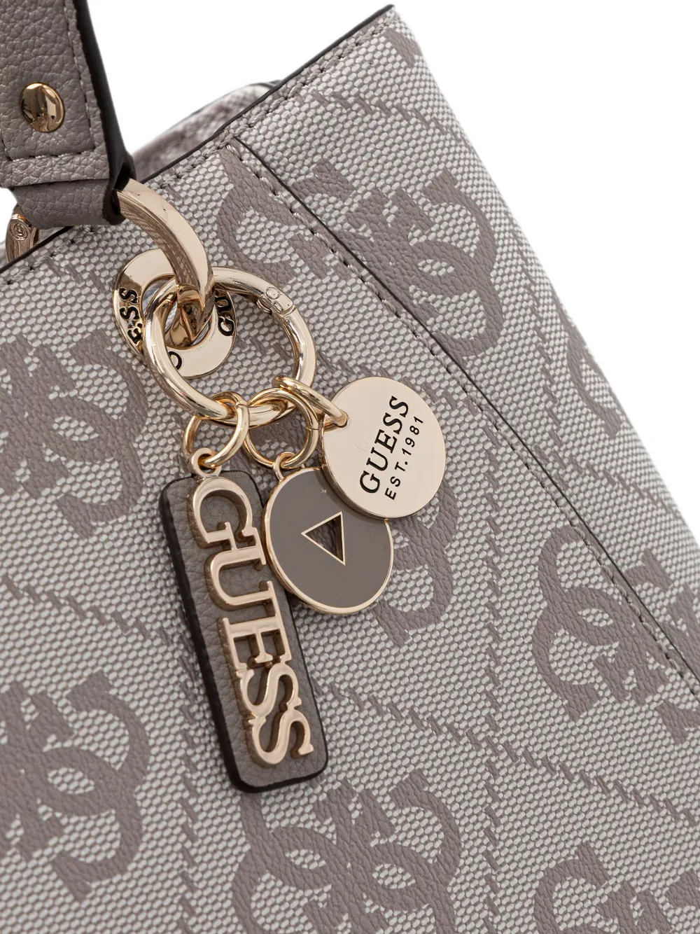 GUESS USA Noelle shopper met logo-patroon en bedel Beige