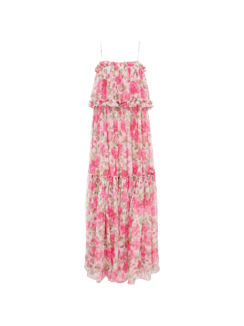 Chloé floral-print ruffled maxi dress - Rosa