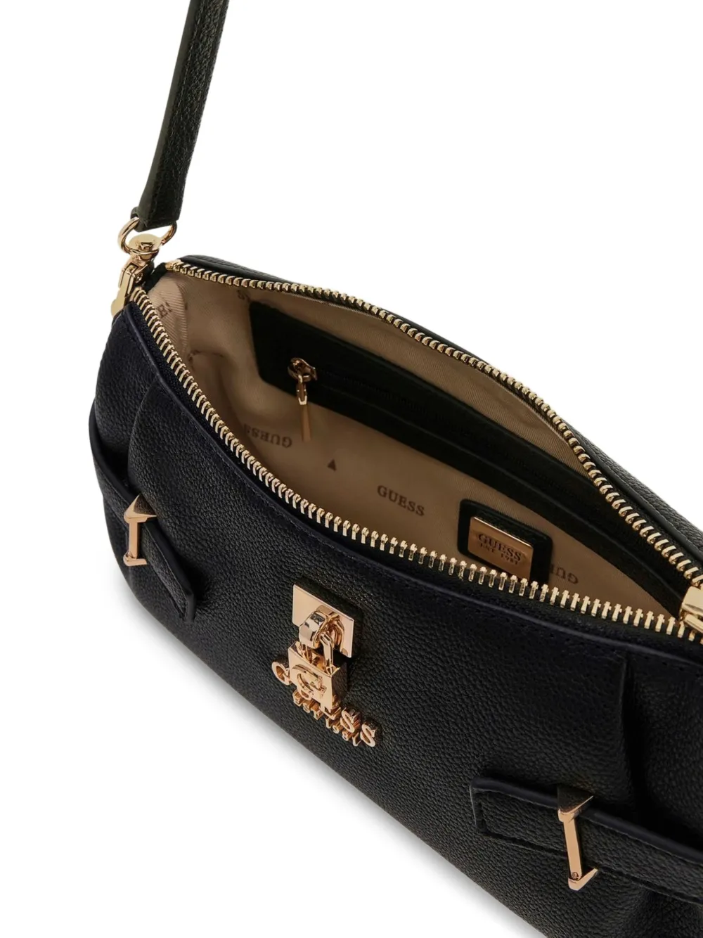 GUESS USA Yesba schoudertas met slot Zwart