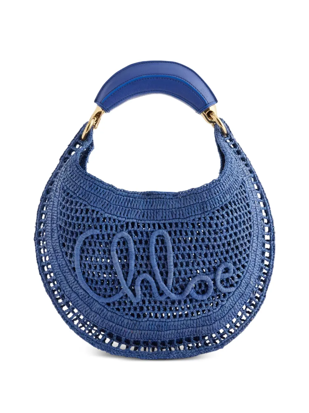 Chloé woven logo-lettering shoulder bag - Blu