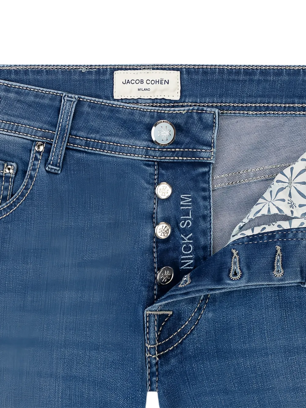 Jacob Cohën Nick jeans met knoopsluiting Blauw