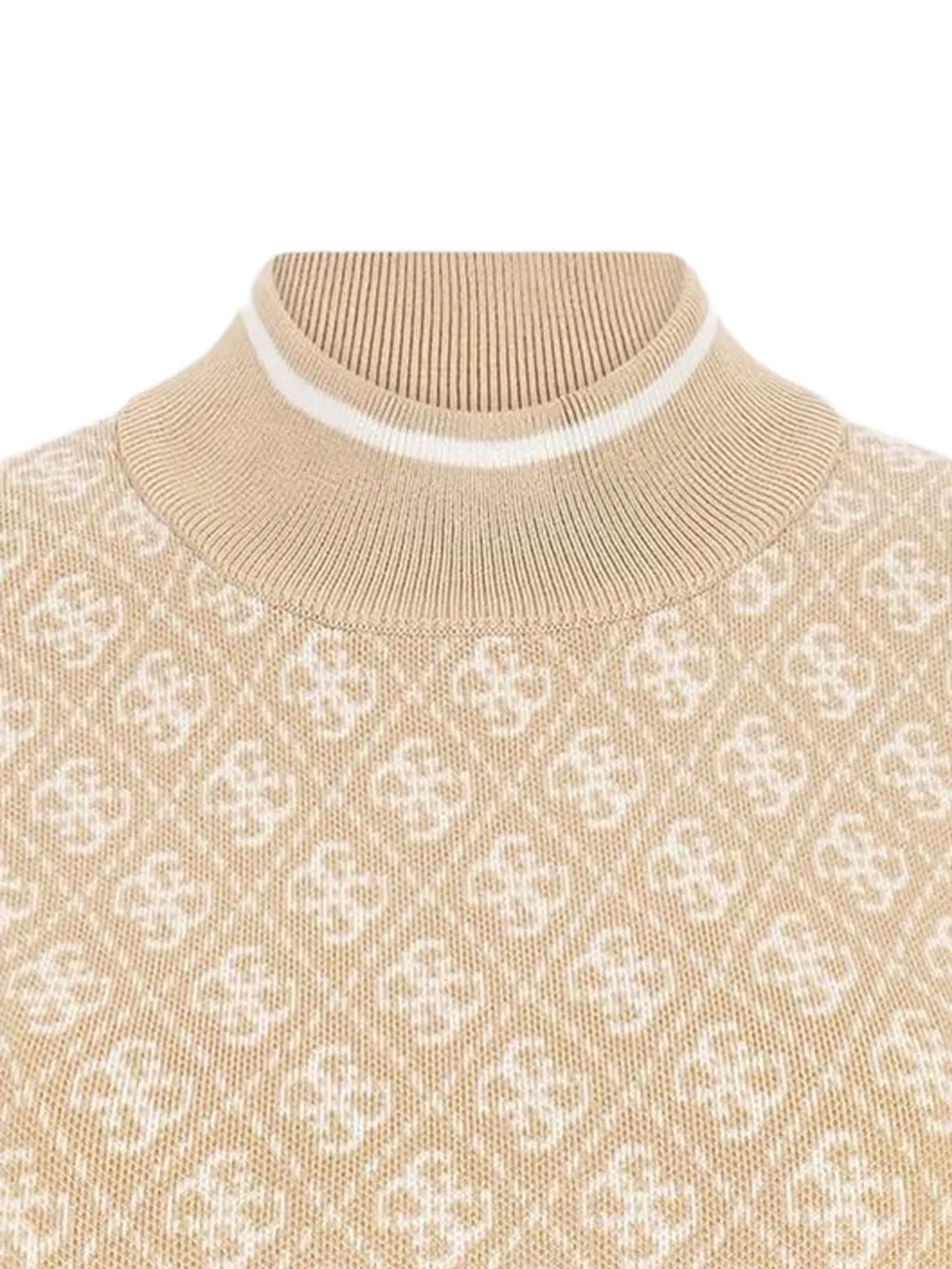 GUESS USA Top met hoge hals en logopatroon Beige