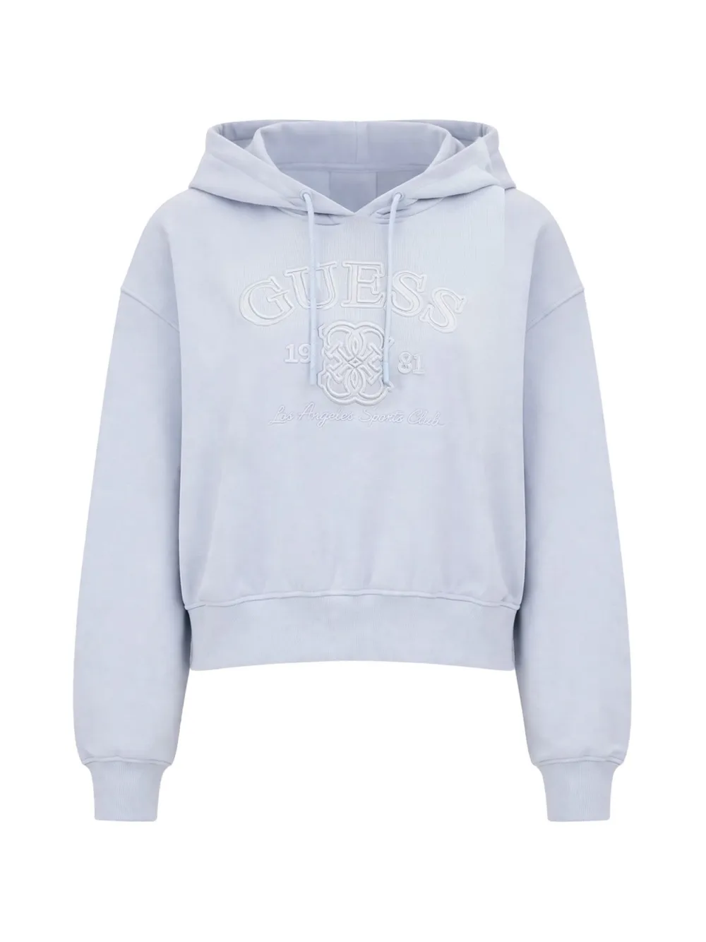 GUESS USA logo-embroidered cropped hoodie - Blu