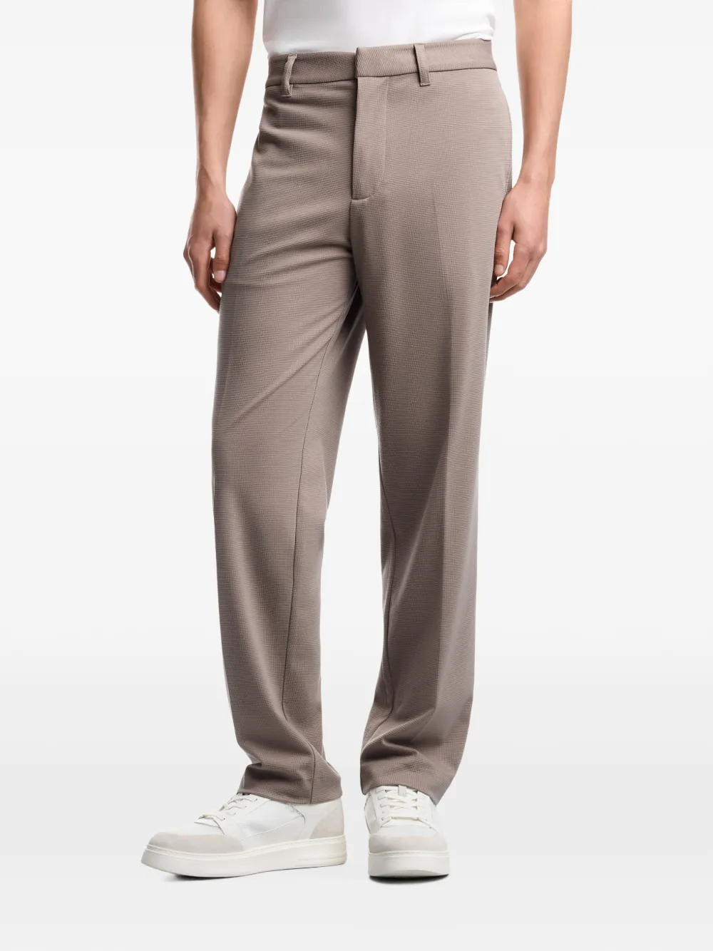 Emporio Armani Broek met riemlussen en textuur Grijs