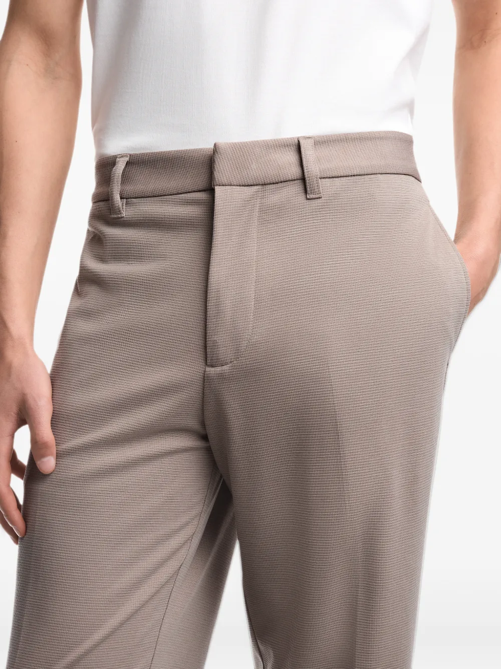 Emporio Armani Broek met riemlussen en textuur Grijs