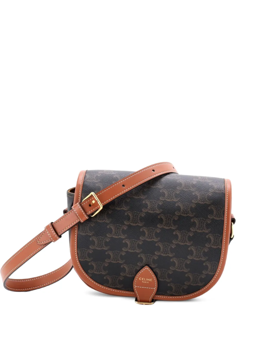 Celine Pre-Owned Folco Bag Triomphe Coated Canvas Medium crossbody bag - Marrone