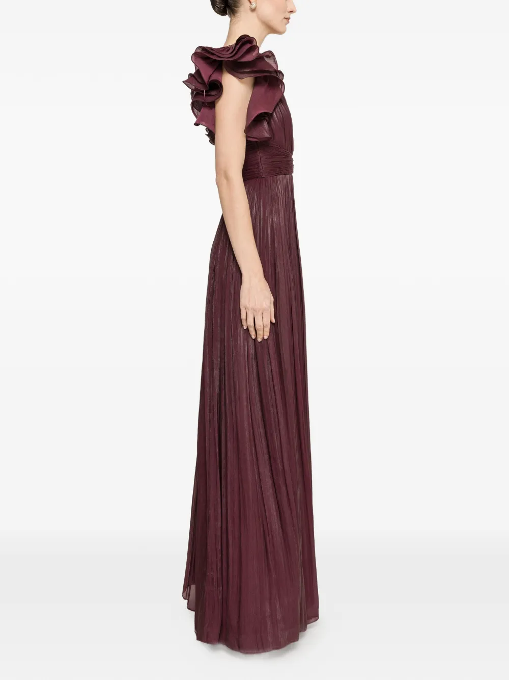 NISSA Chiffon maxi-jurk met ruches Paars